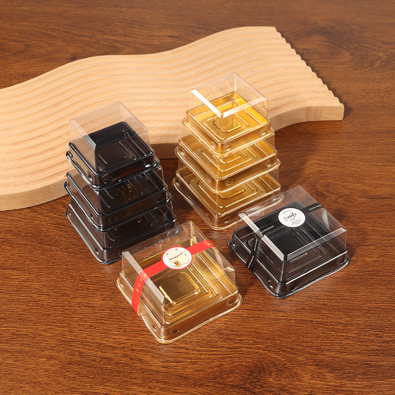 Square Cake Packaging Boxes, Disposable Transparent Dessert Containers, Baking Boxes for Egg Yolk Puffs and Ice Skin Mooncakes