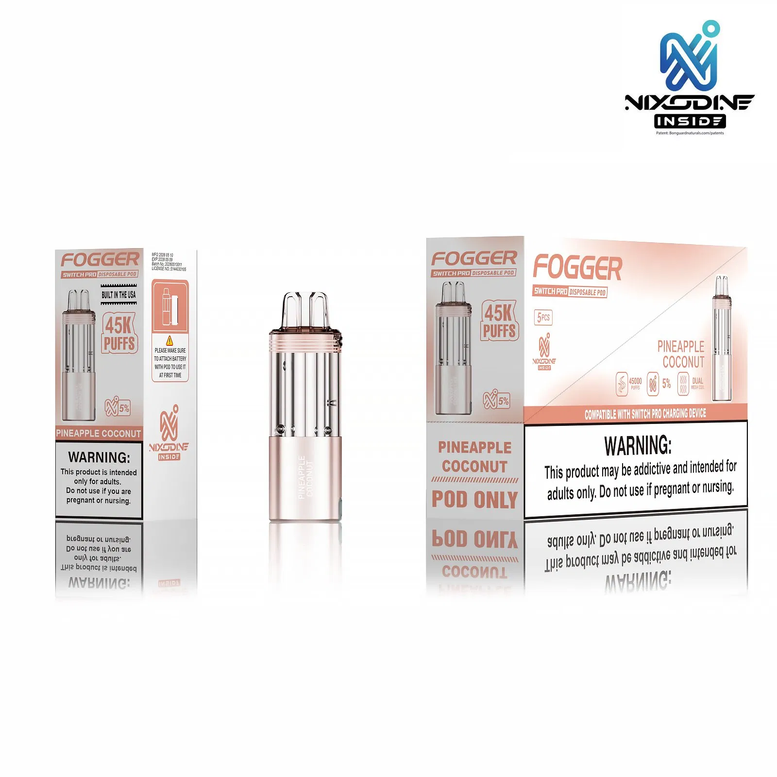 Fogger Switch PRO Nixodine Vape 45K Puffs Dual Core Nicotine-Free Disposable 29 Flavors