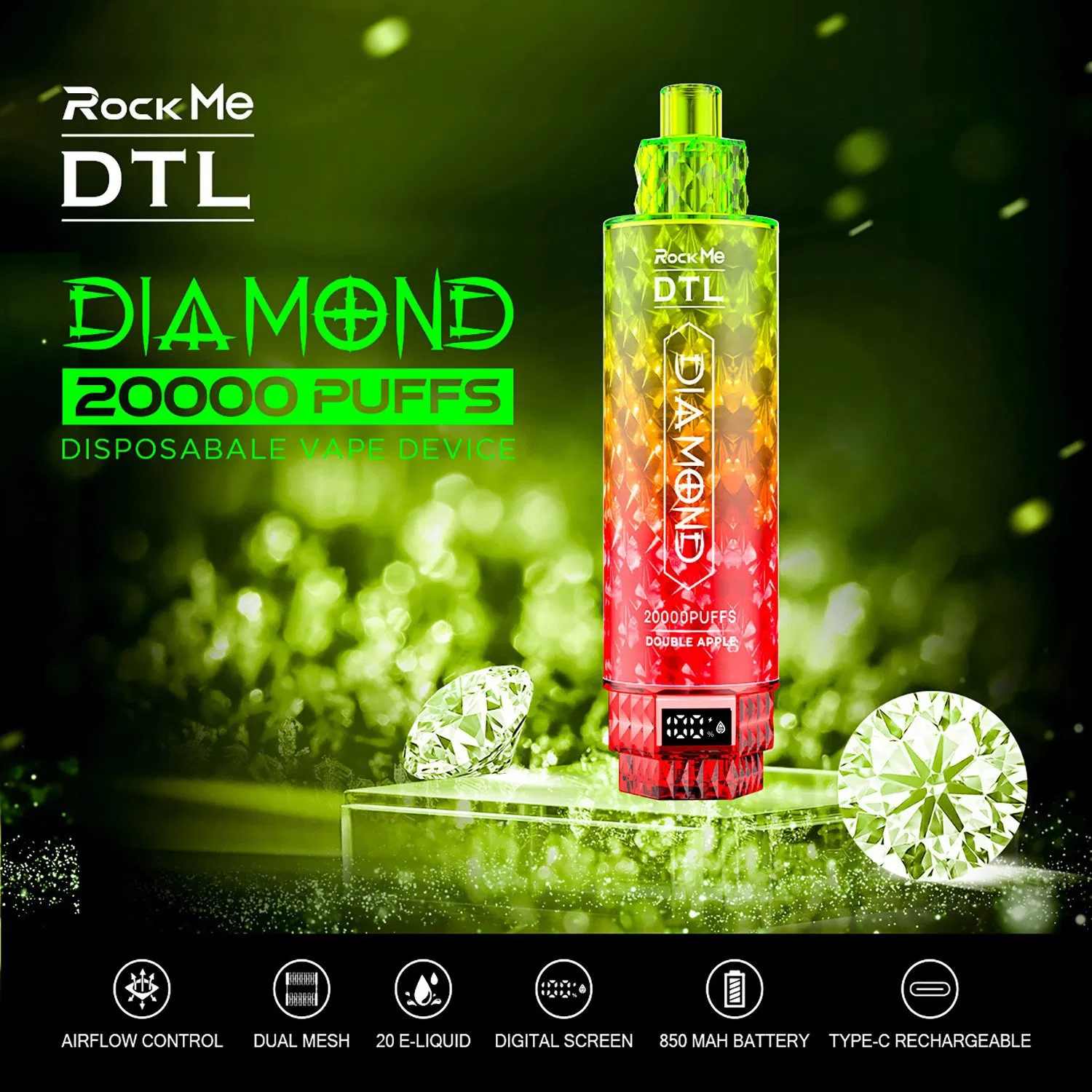 Rockme 20000 Puffs European USA Disposable Vape Bar Dtl Mesh Coil Vape