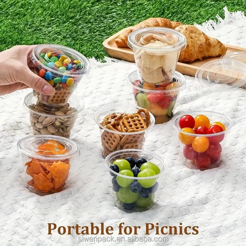 Food Packaging Supply Disposable PP Plastic Portion Control Container with Lids Souffl&eacute; Cups Multiple Sizes Available