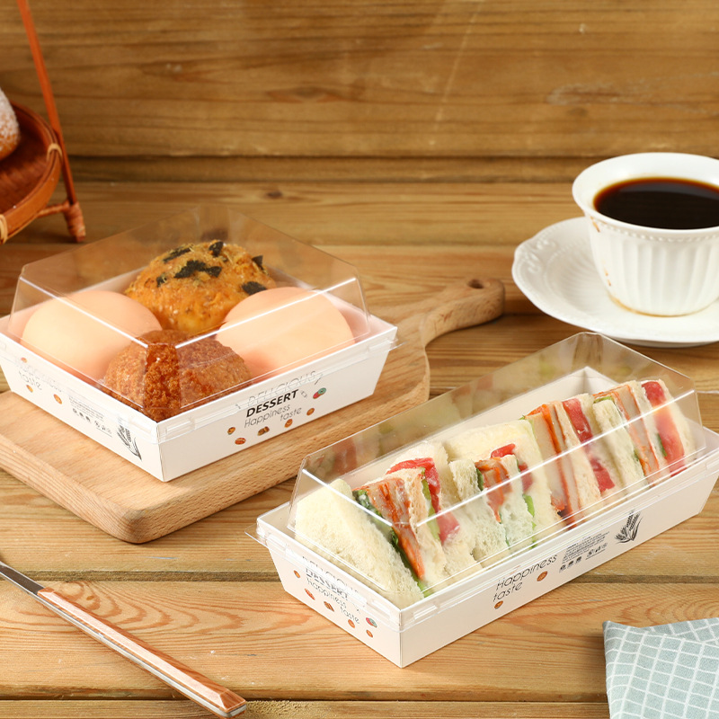 Square Plastic Sandwich Box for Cake Roll, Puff, Meat Floss, Dessert &amp; Mooncake | Disposable Food Packaging Container