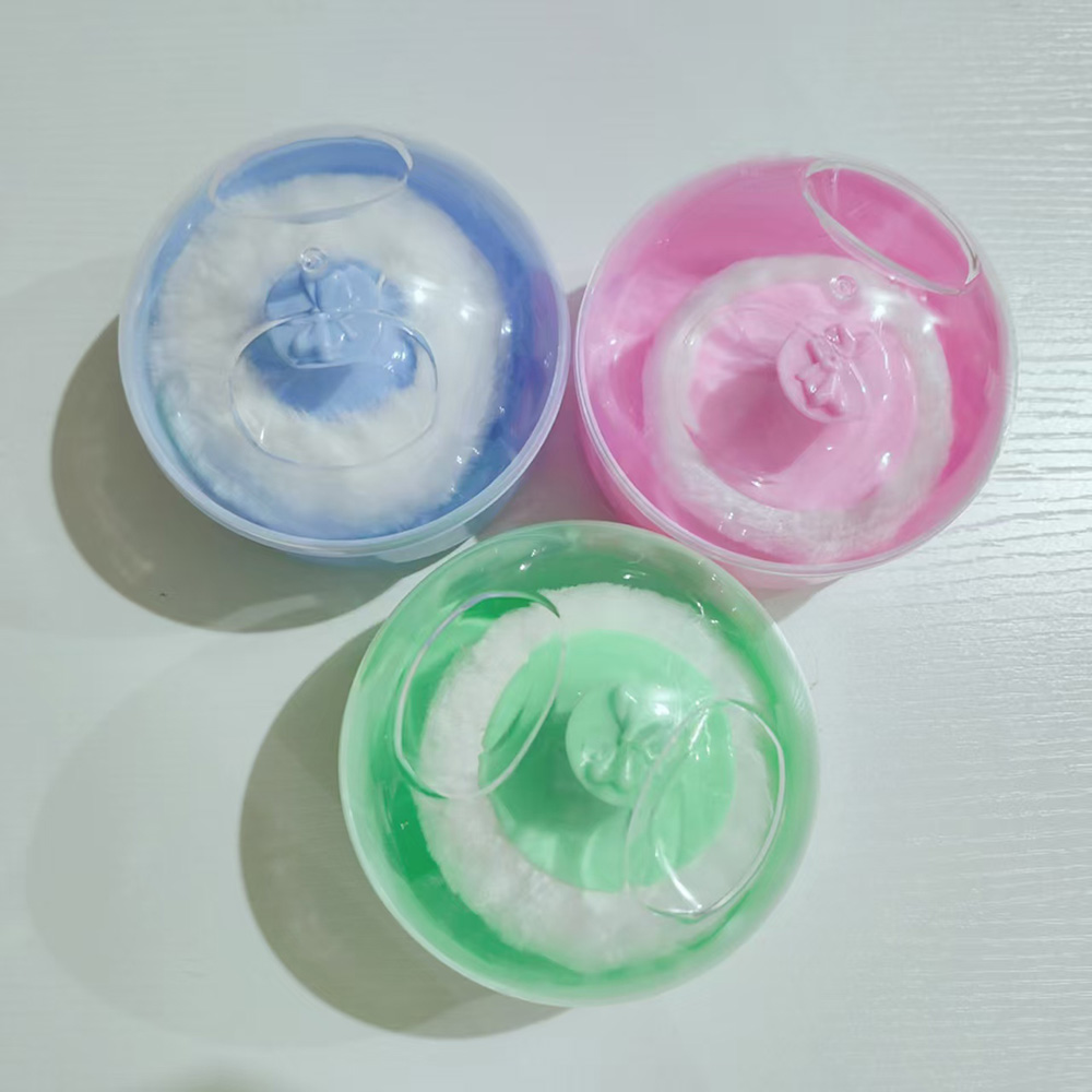 Quality Plastic Baby Care Supplies Body/Face Villus Powder Puff Container After-Bath Case Baby Powder Puff Box