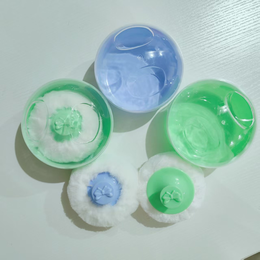 Quality Plastic Baby Care Supplies Body/Face Villus Powder Puff Container After-Bath Case Baby Powder Puff Box