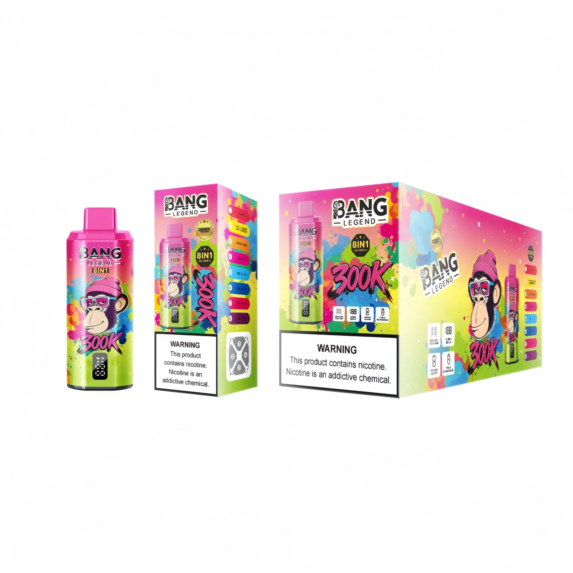 China Wholesale Vape 300000 Bang Legend 300K 8in1 Disposable Vape Shisha Oil Tank 4 Big Digital Puff Count Screen Type-C Fast Charging 850mAh Battery 200K 250K
