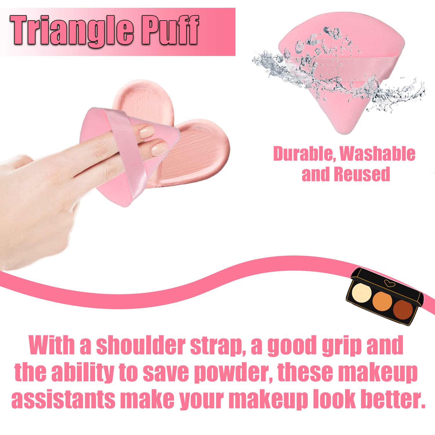 8PCS High Quality Makeup Puff with Plastic Box Facial Foundation Powder Puff Sponge Triangle Powder Puff with Dry Wet Usage
