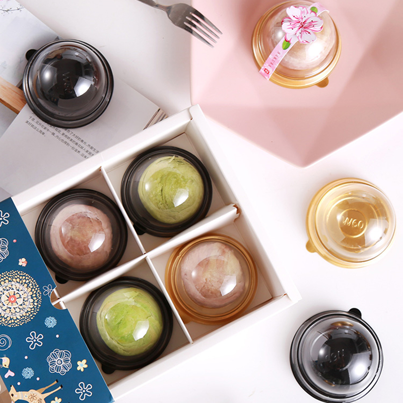 Wholesale Disposable Recycled Plastic Mini Cake Box Dome Container for Cake Cookie Blister Egg Yolk Puff Food Packaging