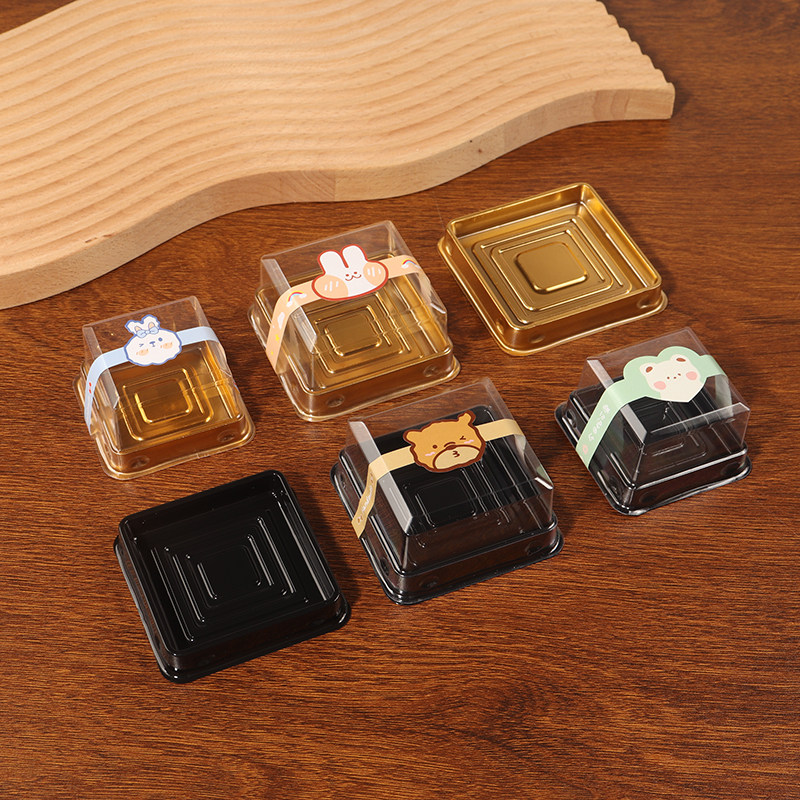 Square Cake Packaging Boxes, Disposable Transparent Dessert Containers, Baking Boxes for Egg Yolk Puffs and Ice Skin Mooncakes