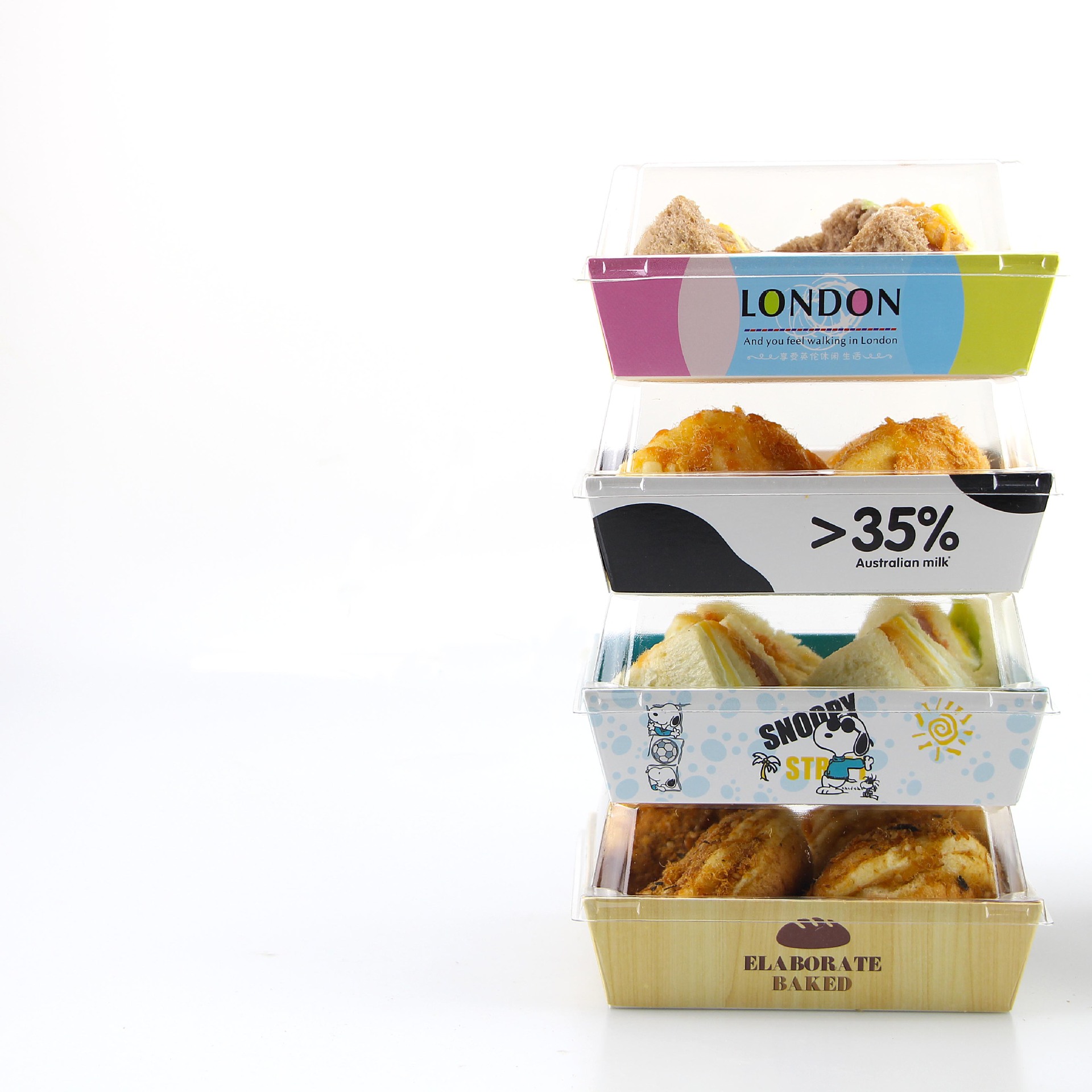 Disposable Transparent Plastic Box for Tiramisu Cake Xue Mei Niang Puff Recyclable Feature for Baking Foods