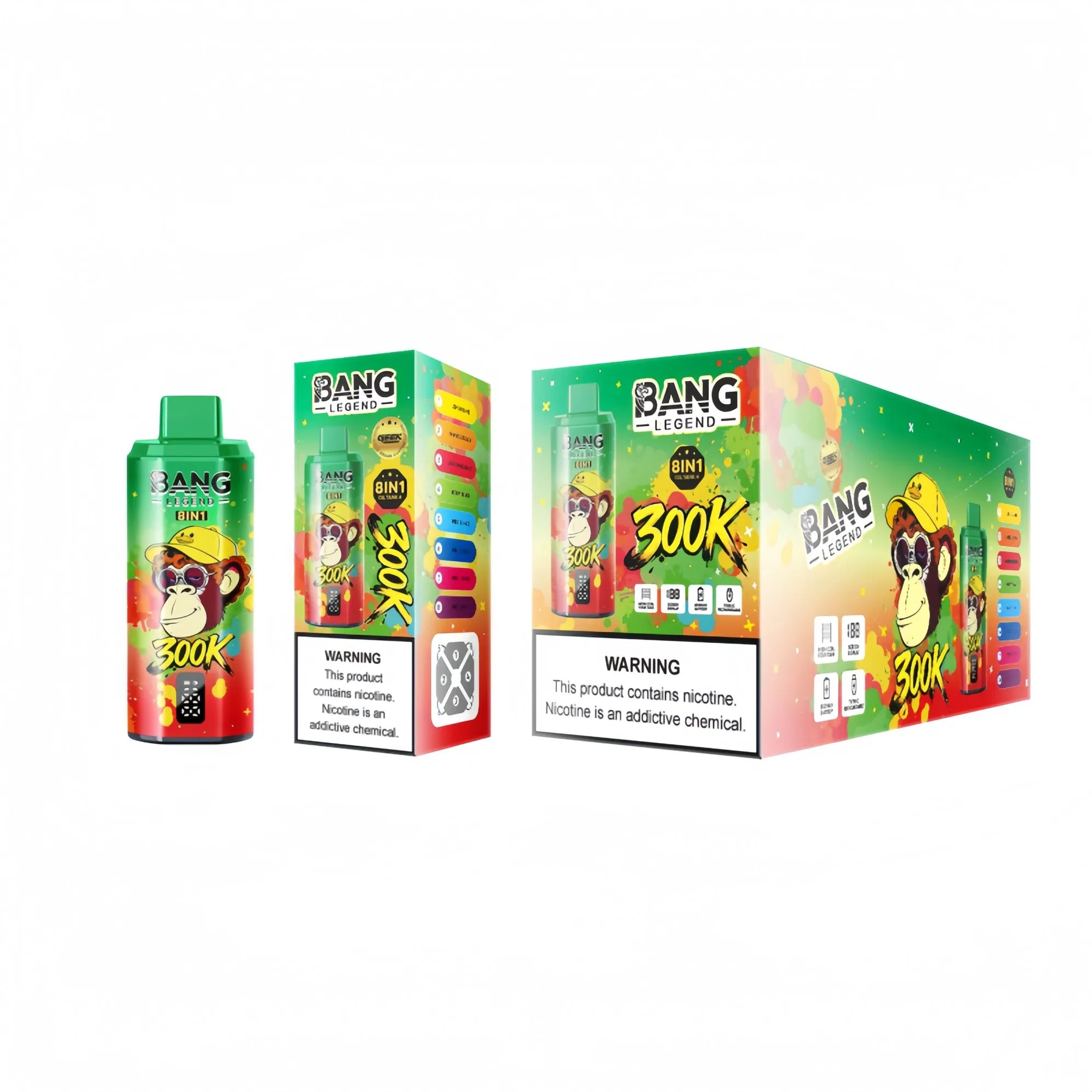 China Wholesale Vape 300000 Bang Legend 300K 8in1 Disposable Vape Shisha Oil Tank 4 Big Digital Puff Count Screen Type-C Fast Charging 850mAh Battery 200K 250K