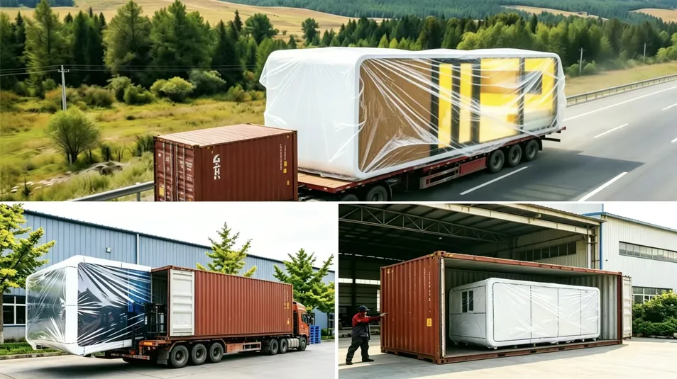 Carregamento de Cabana no Container