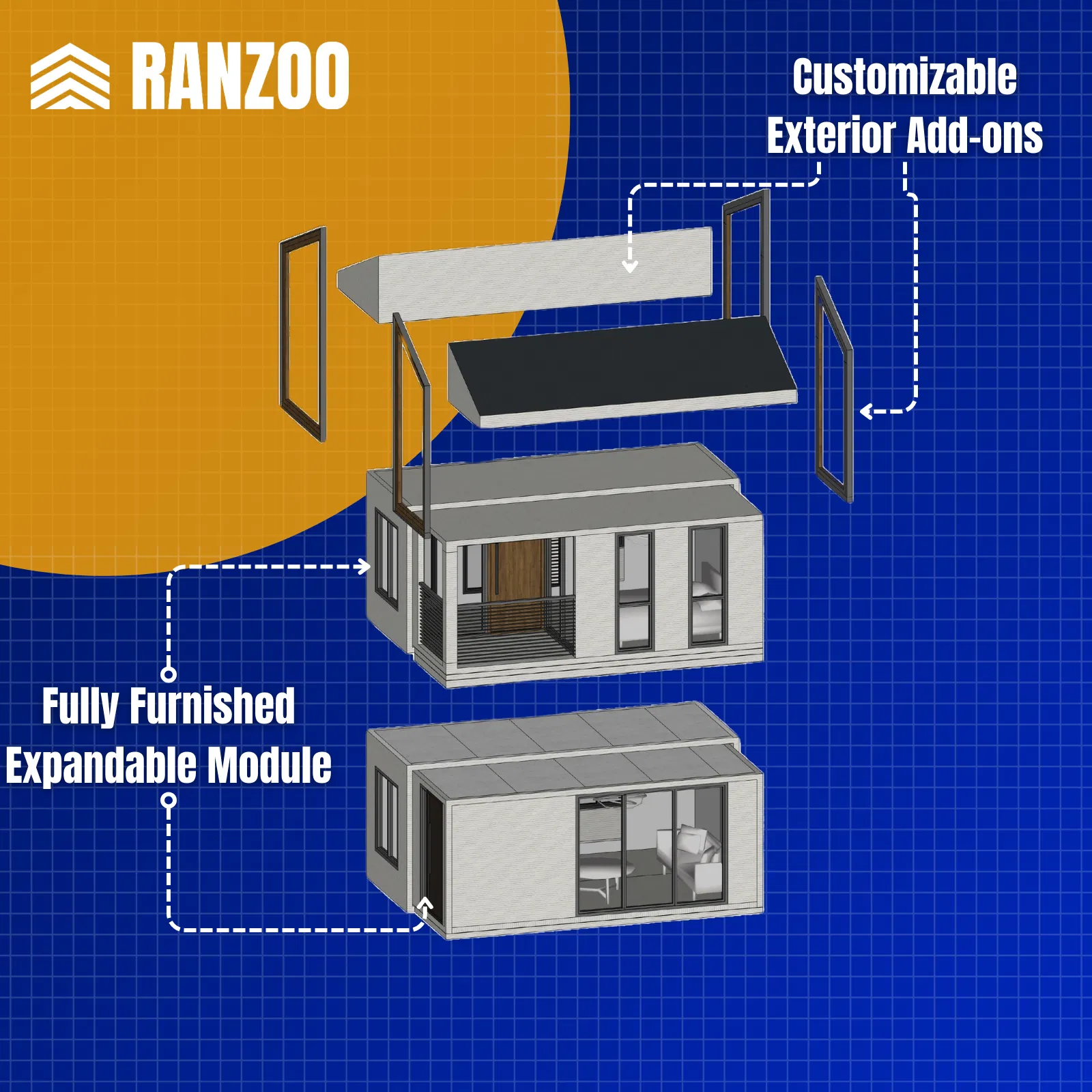 Casa Tiny Eficiente em Energia Ranzoo com Recursos de Múltiplos Níveis e Design Gratuito