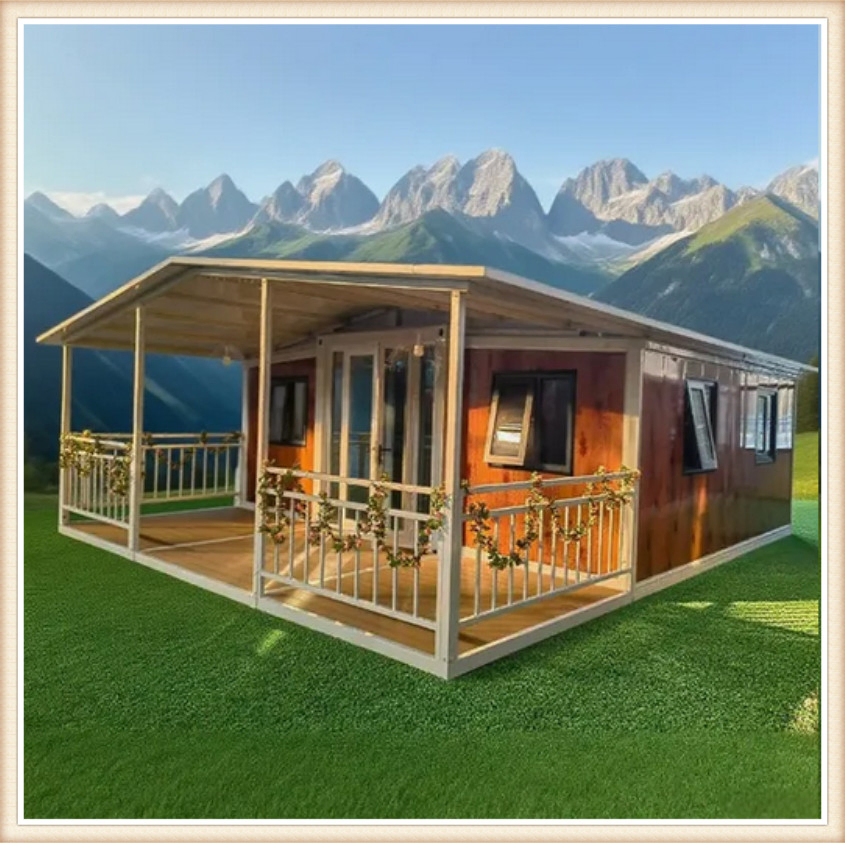 Espaço de Vida Confortável Isolado Acusticamente e Termicamente, Cabana Modular Dobrável para Glamping em Todas as Estações
