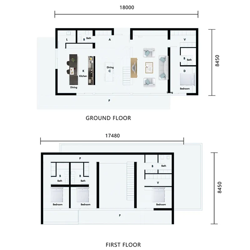 Planta Baixa da Casa Modular de Estrutura de Aço Leve
