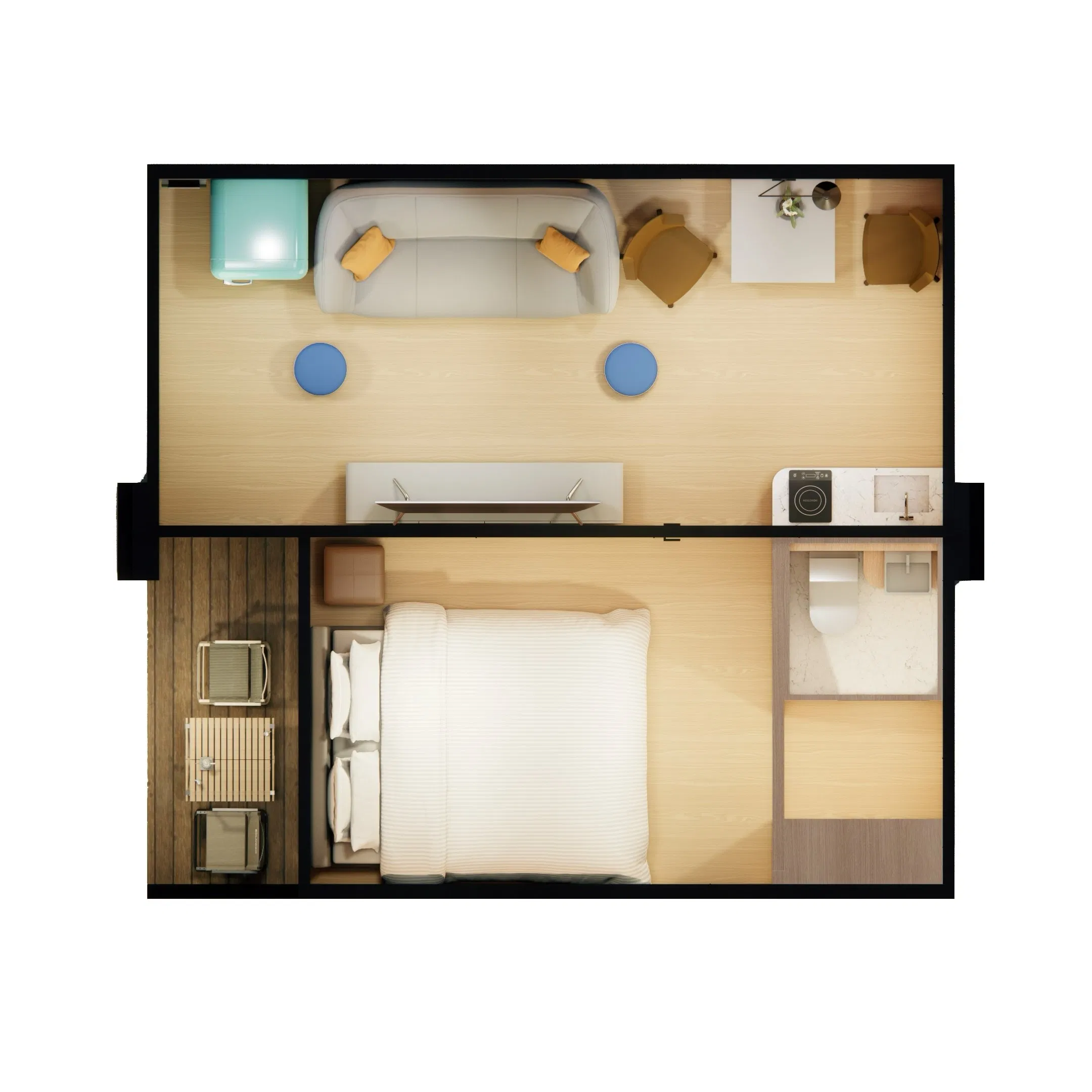 Casa Modular Dobrável para Resorts de Férias com Design de Espaço Interior Personalizado