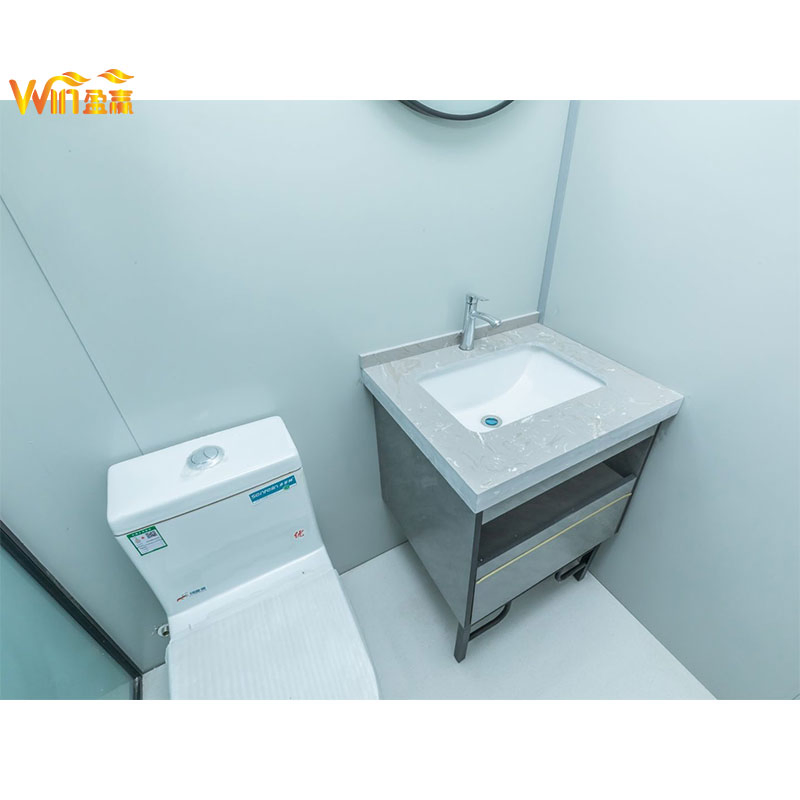 Casa Modular Contêiner Totalmente Mobiliada, Unidade de Vida Compacta com Estrutura de Aço Portátil, com Chuveiro, Vaso Sanitário e Espaço de Trabalho