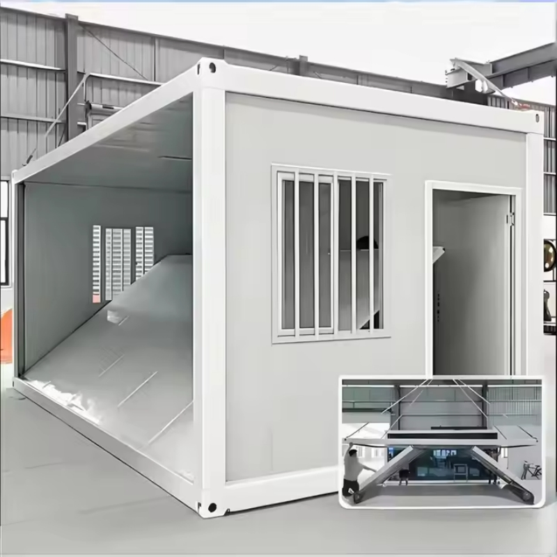 20FT Casa Contêiner Dobrável de Aço Modular, Portátil e Móvel com Estrutura e Porta