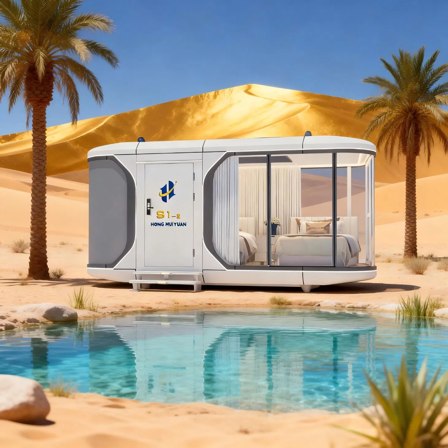 Casas de Cápsula Espacial Inteligente Unidades Modulares Prefabricadas Controles e Sistemas de Isolamento Nano Eficientes em Energia Vida do Futuro