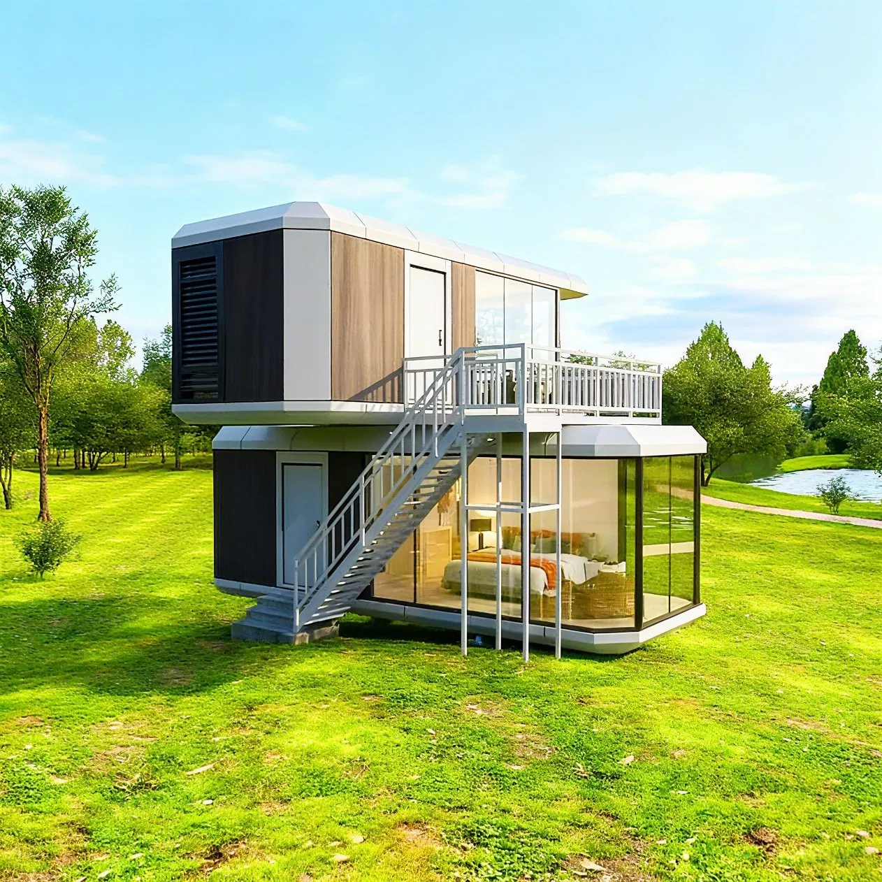 Casa Modular Apple Cabin Casa Contêiner Expandável Apple Cabin Isolada Impermeável para Áreas de Recepção Comercial Escaláveis