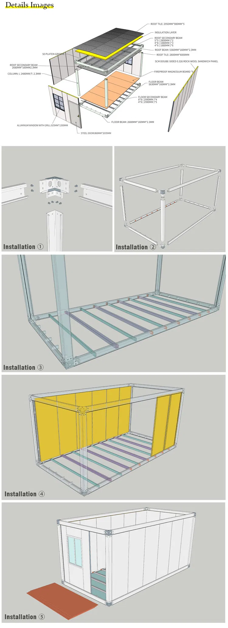 Container de Armazenamento Modular Luxuoso Pré-fabricado 20FT à Venda