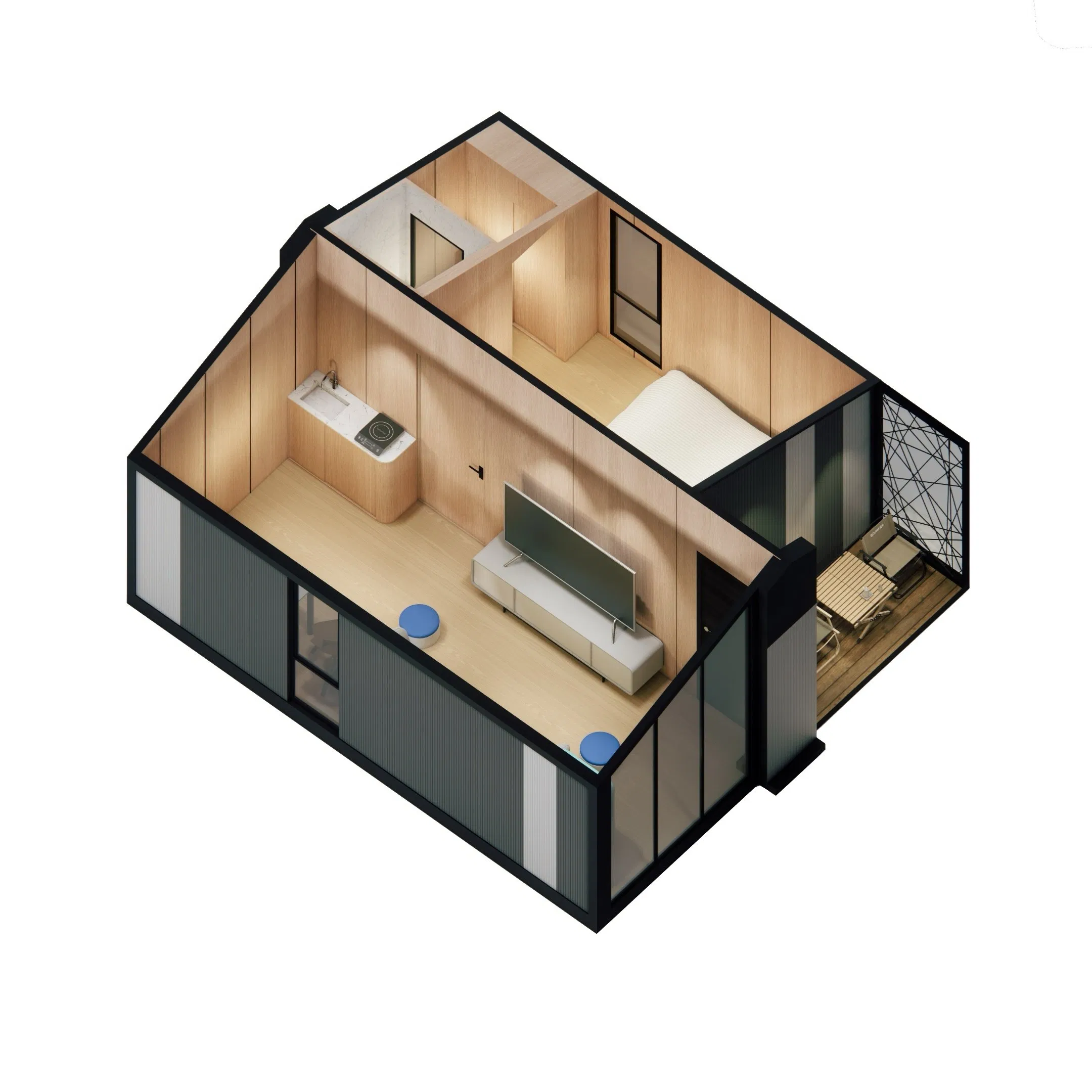 Casa Prefabricada Dobrável para Vilas de Resort com Estrutura Modular de Aço
