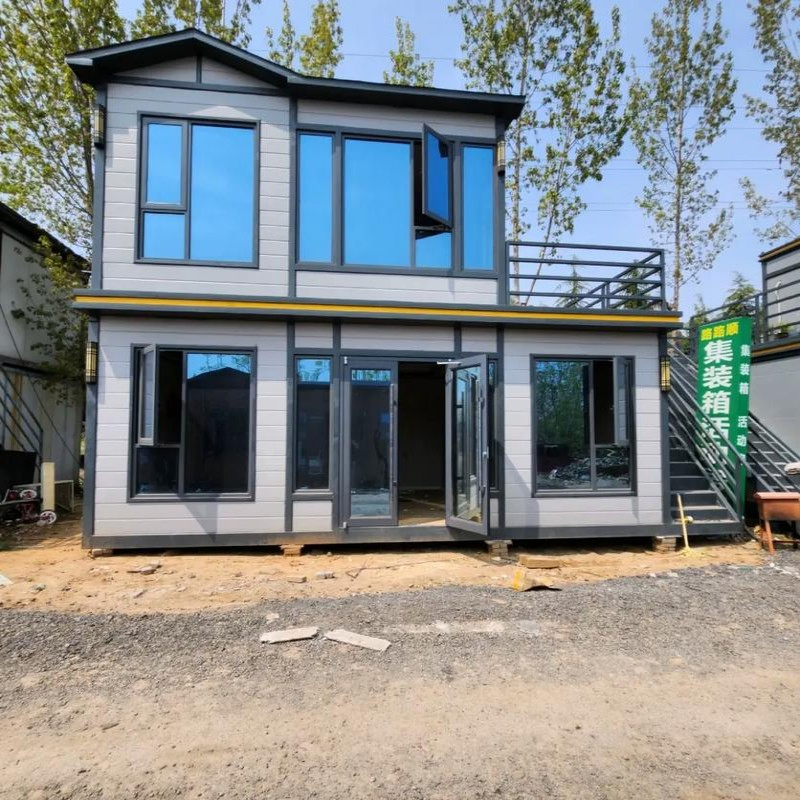 Casa Modular de Estrutura de Aço de 2 Andares Moderna para Vida de Luxo