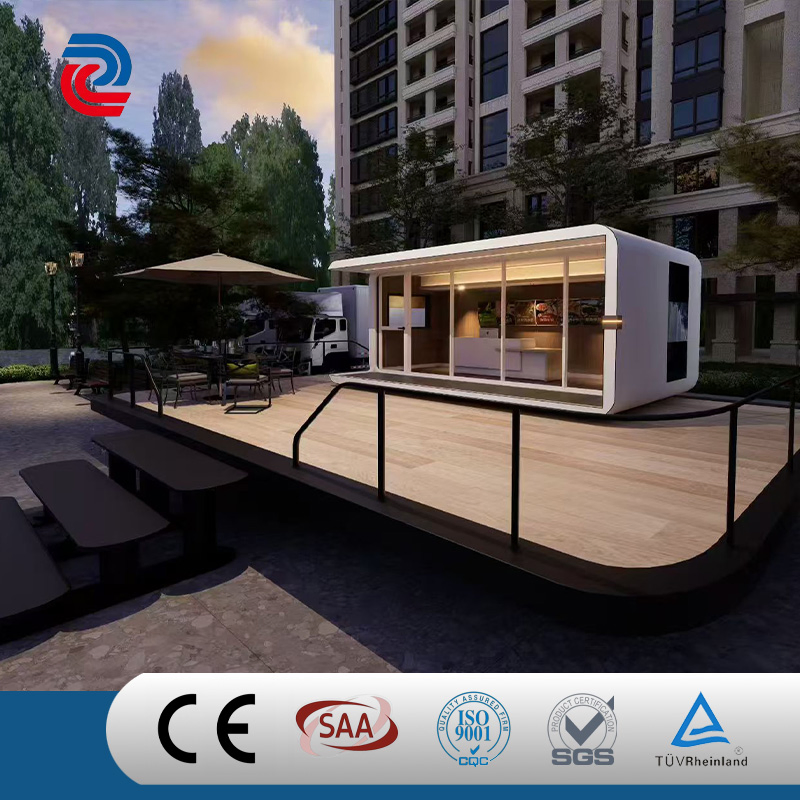 Novo Estilo Tiny Space Modular Prefabricado Mini Móvel Cápsula Moderna Loja Apple