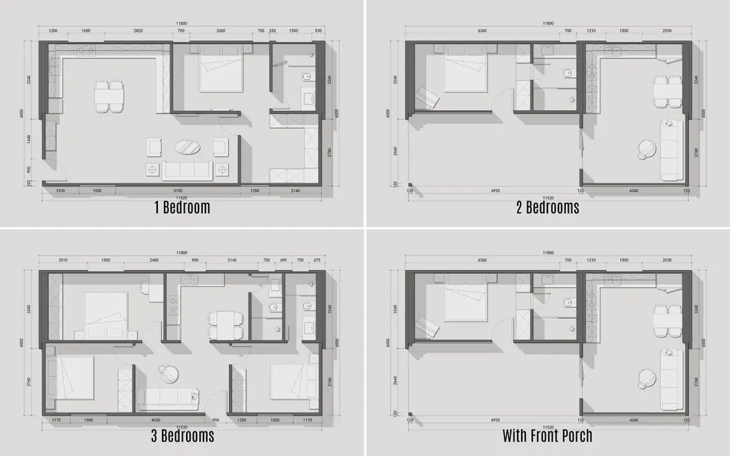 Interior da casa modular