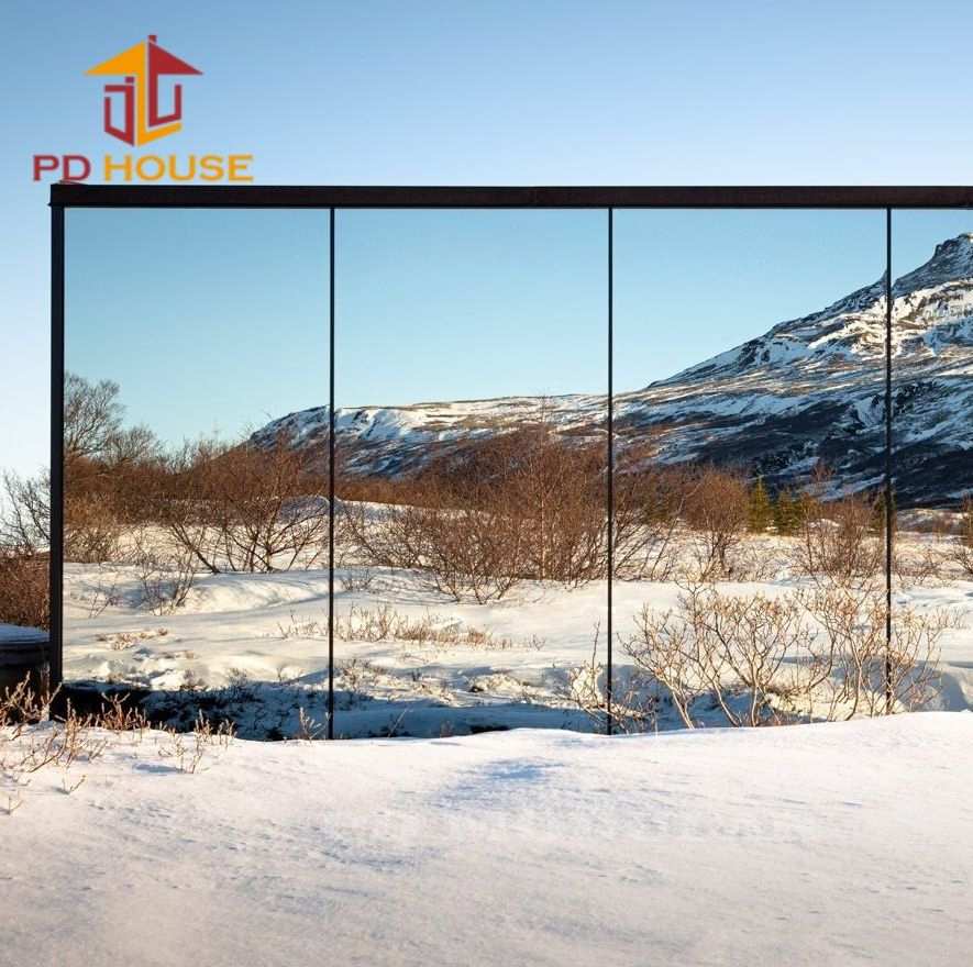 Casa Modular Prefabricada em Floresta de Lago Montanhoso Resort Moderno Acampamento no Campo Alojamento Portátil com Vidro Espelhado Hotel com Sauna