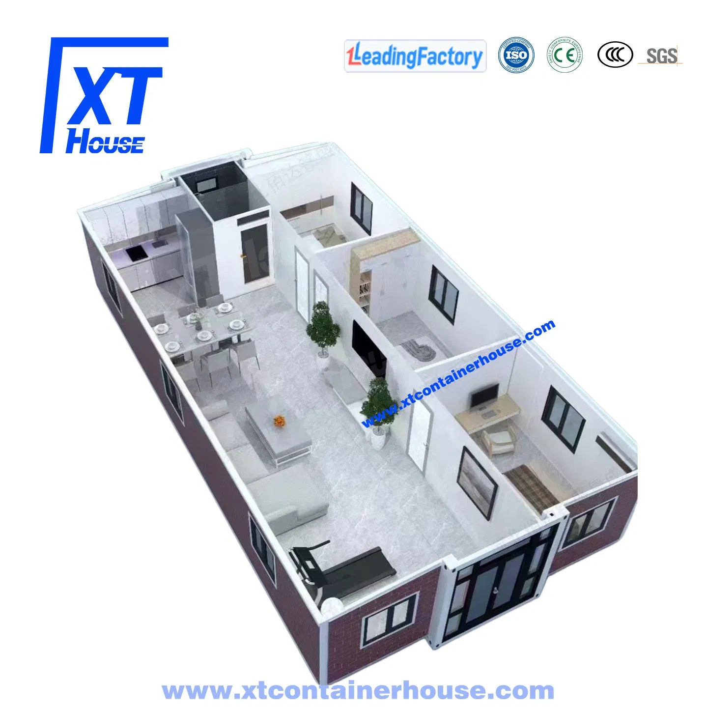 20/30/40FT Preço Razoável Casa Modular Prefabricada Contêiner Dobrável Casa Contêiner com Porta Deslizante Painel de Madeira como Apartamento Escritório