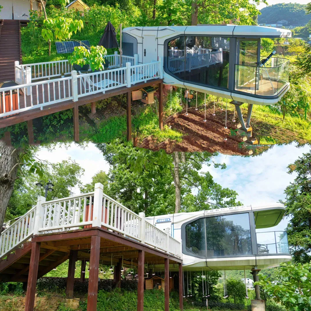 Cápsulas Espaciais Personalizadas de Fábrica, 8-Meter e 11.5-Meter Casas de Cápsulas para Resorts e Vilas de Camping de Luxo