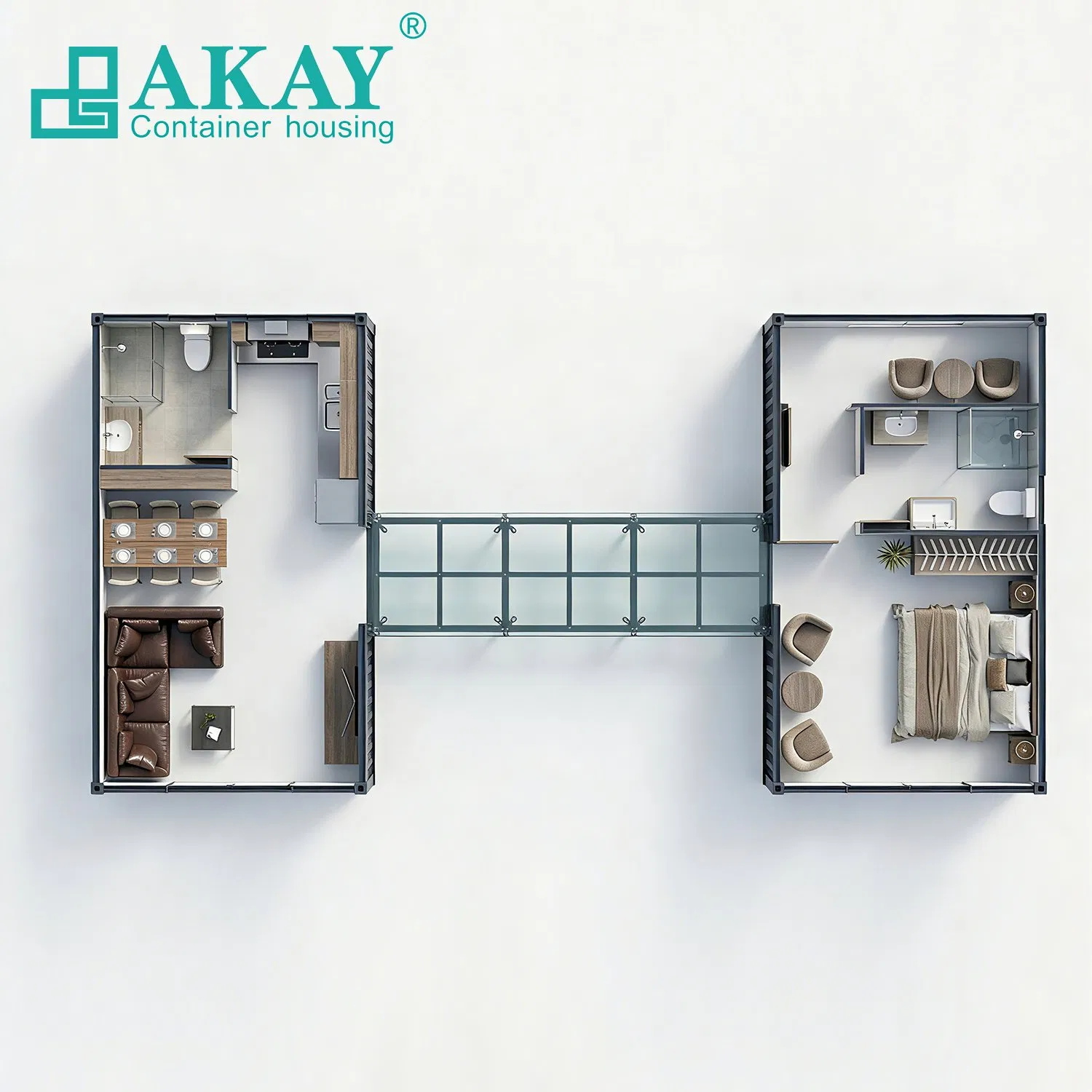Akay Casa Modular de Aço Pronta para Moradia à Prova de Vazamentos de Umidade, Casa Contêiner Luxuosa Prefabricada