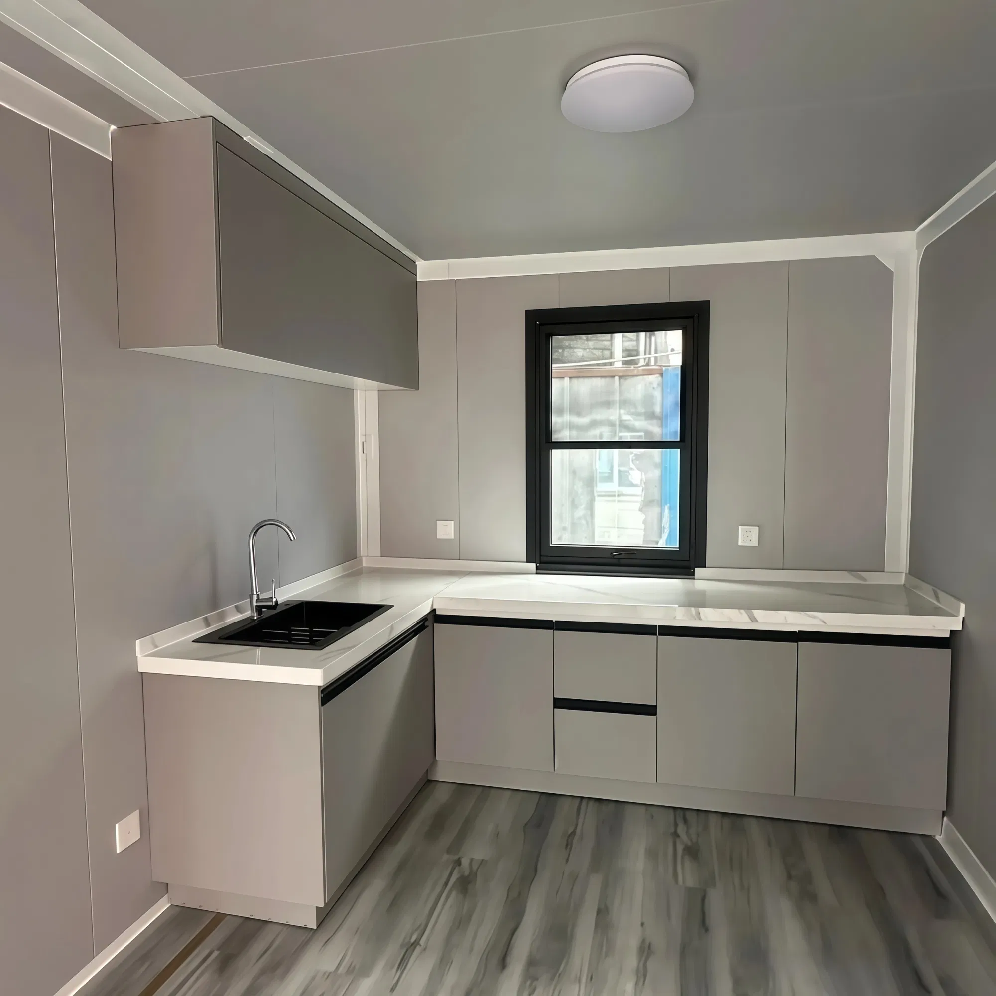 40FT 30FT 20FT Casa Modular Prefabricada Dobrável Pronta para Uso com Cozinha e Banheiro, Casa Pequena Expandível e Portátil com Duas Asas