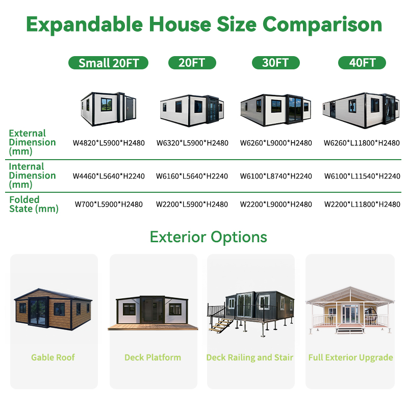 20FT Casa Móvel de Luxo Tiny House Casa Contenedor Habitação Portátil Modular Parede de Vidro Casa Contêiner Expandível