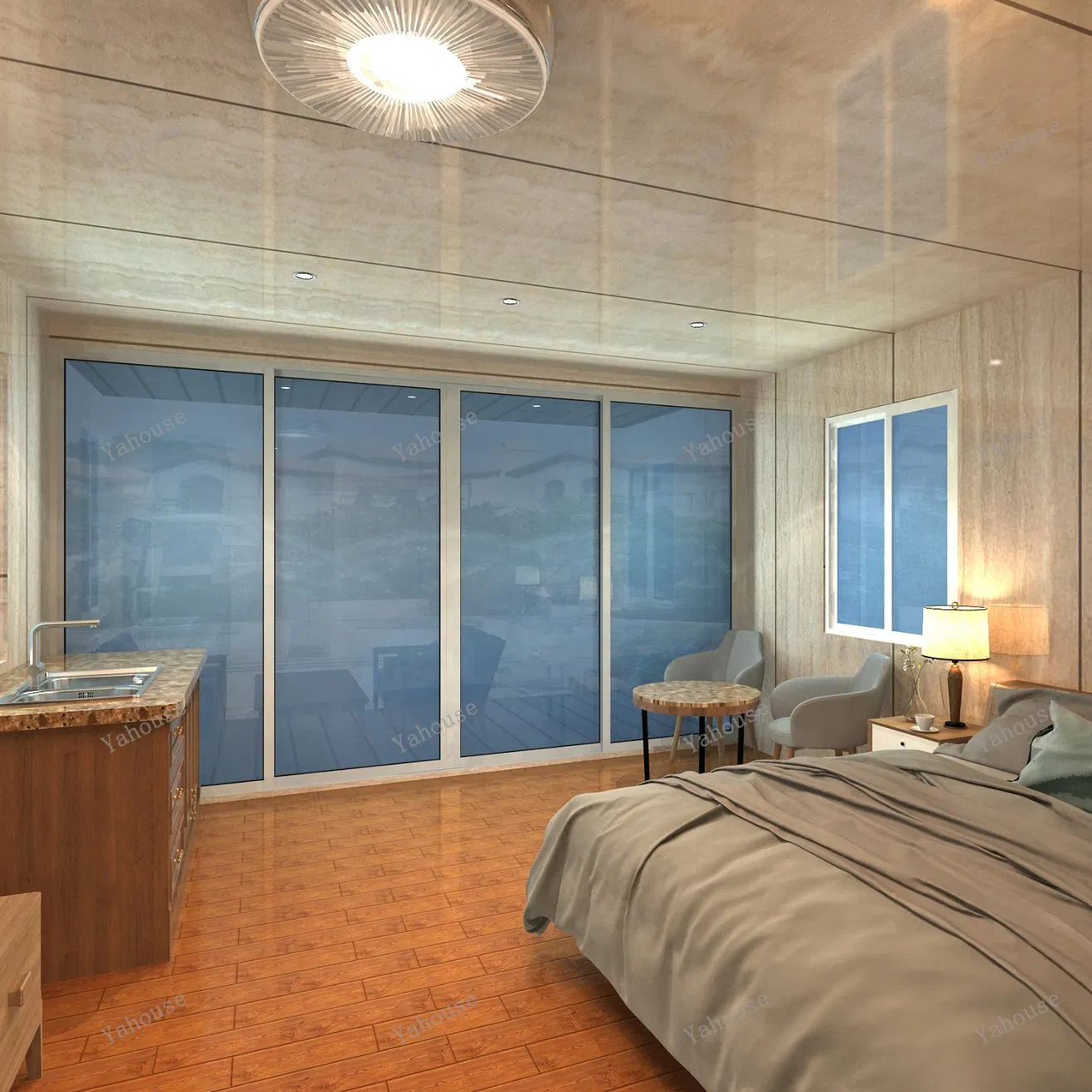 Casa de Campo Móvel Personalizada de Luxo em Estrutura de Aço Prefabricada / Vila Modular de Madeira Móvel