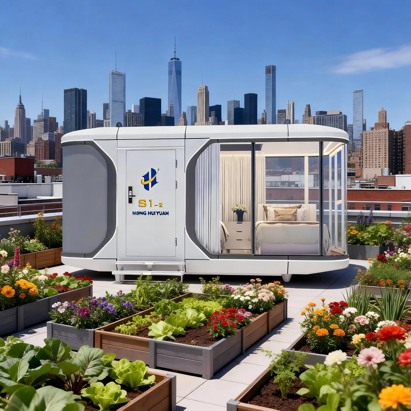 Casas de Cápsula Espacial Inteligente Unidades Modulares Prefabricadas Controles e Sistemas de Isolamento Nano Eficientes em Energia Vida do Futuro