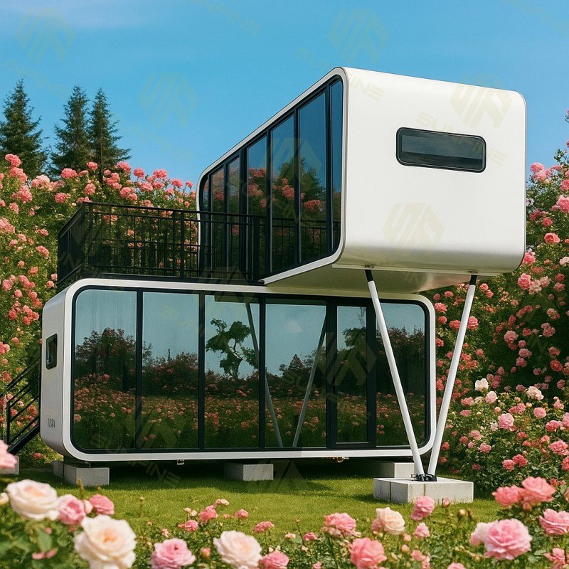 Cabana de Maçã Moderna Portátil Modular para Jardim, Escritório em Forma de Cápsula