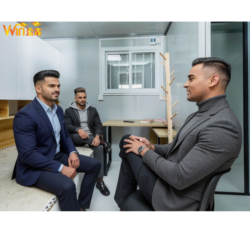 Casa Modular Contêiner Totalmente Mobiliada, Unidade de Vida Compacta com Estrutura de Aço Portátil, com Chuveiro, Vaso Sanitário e Espaço de Trabalho