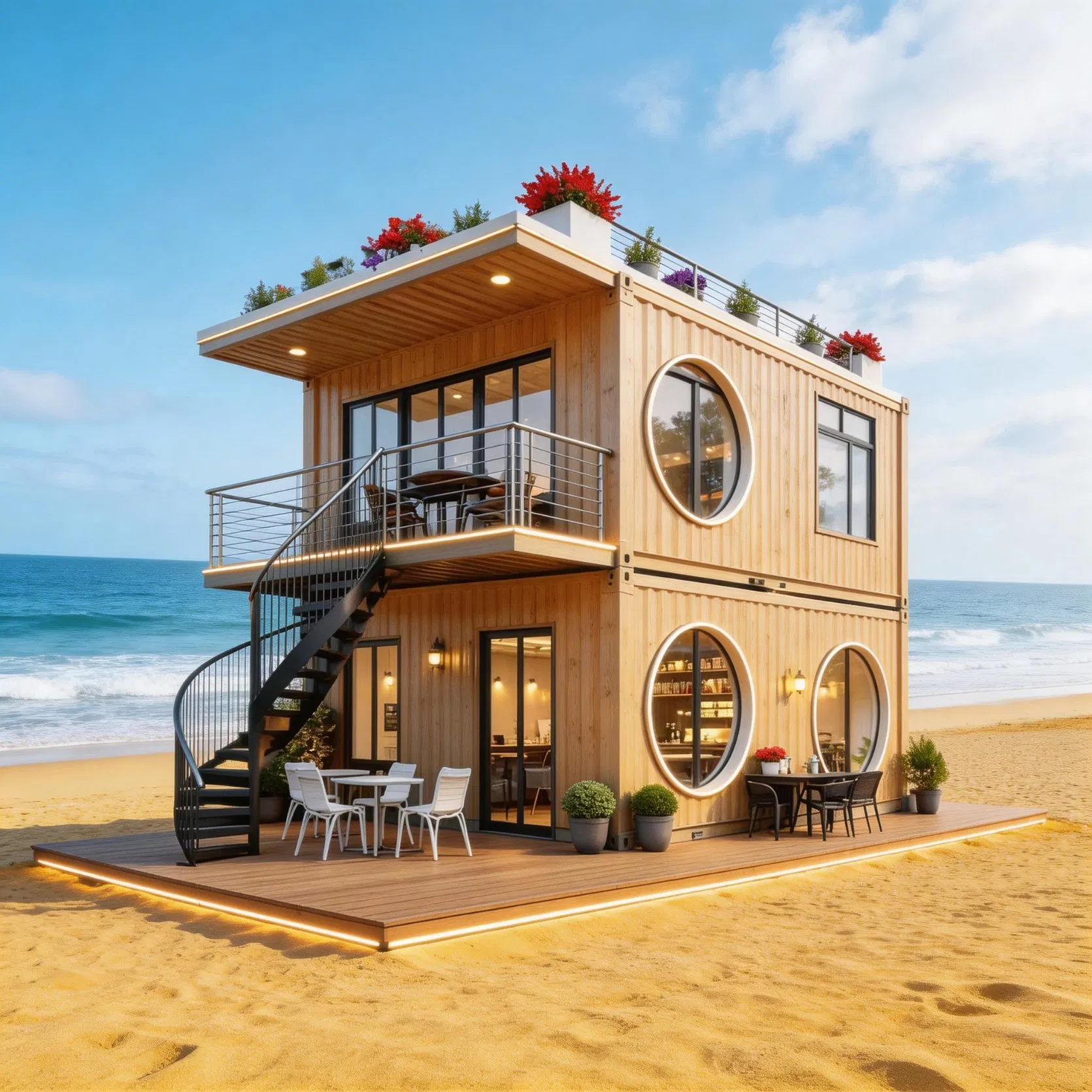 Casa Modular Casa Prefabricada Economizadora de Espaço Prática Casa Portátil para Áreas Turísticas Vilas Remotas
