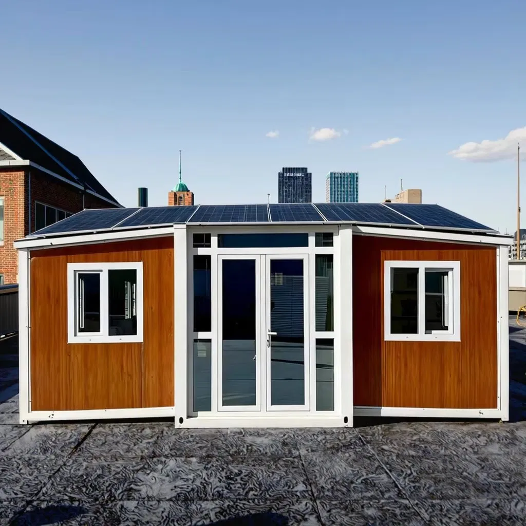 Casa Modular Independente com Telhado Solar Pronto, Suportes para Container Expandável, Casa Prefabricada Off Grid e Operação Remota Autossuficiente