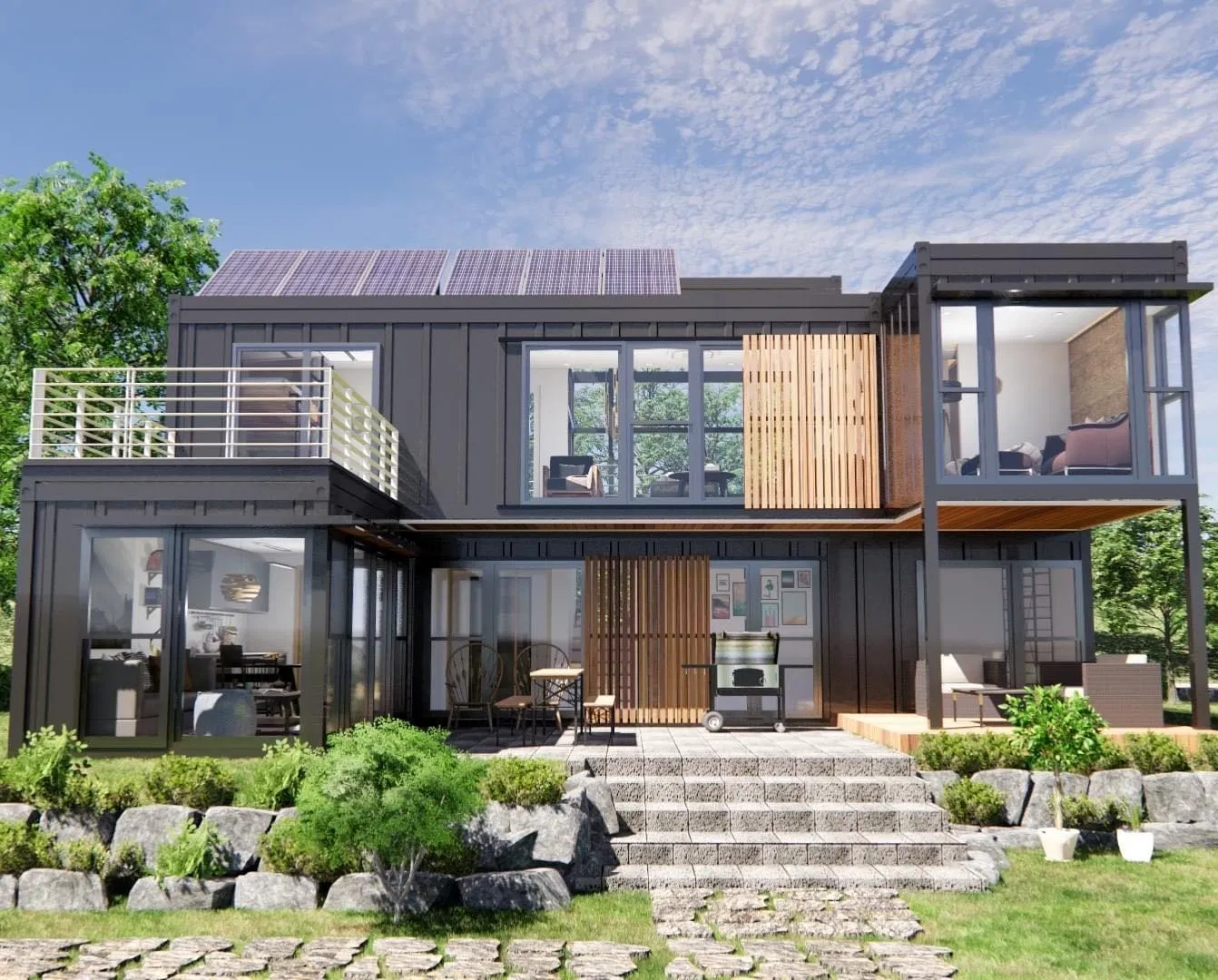 Casa Modular de Contêiner Prefabricada de Luxo 40FT Modificada para Habitação Personalizada em Contêineres de Carga