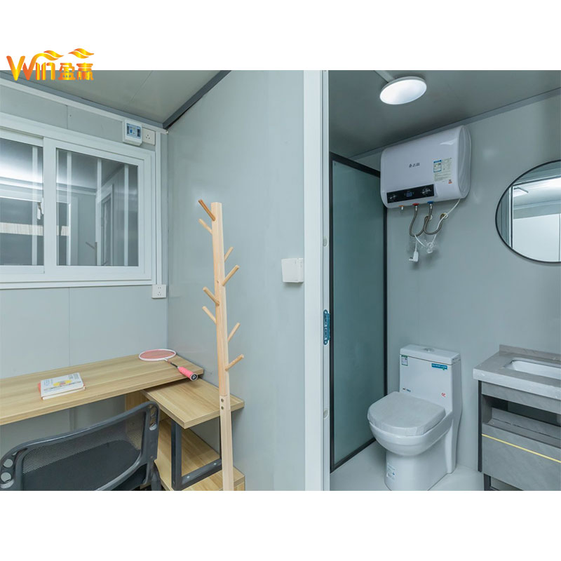 Casa Modular Contêiner Totalmente Mobiliada, Unidade de Vida Compacta com Estrutura de Aço Portátil, com Chuveiro, Vaso Sanitário e Espaço de Trabalho