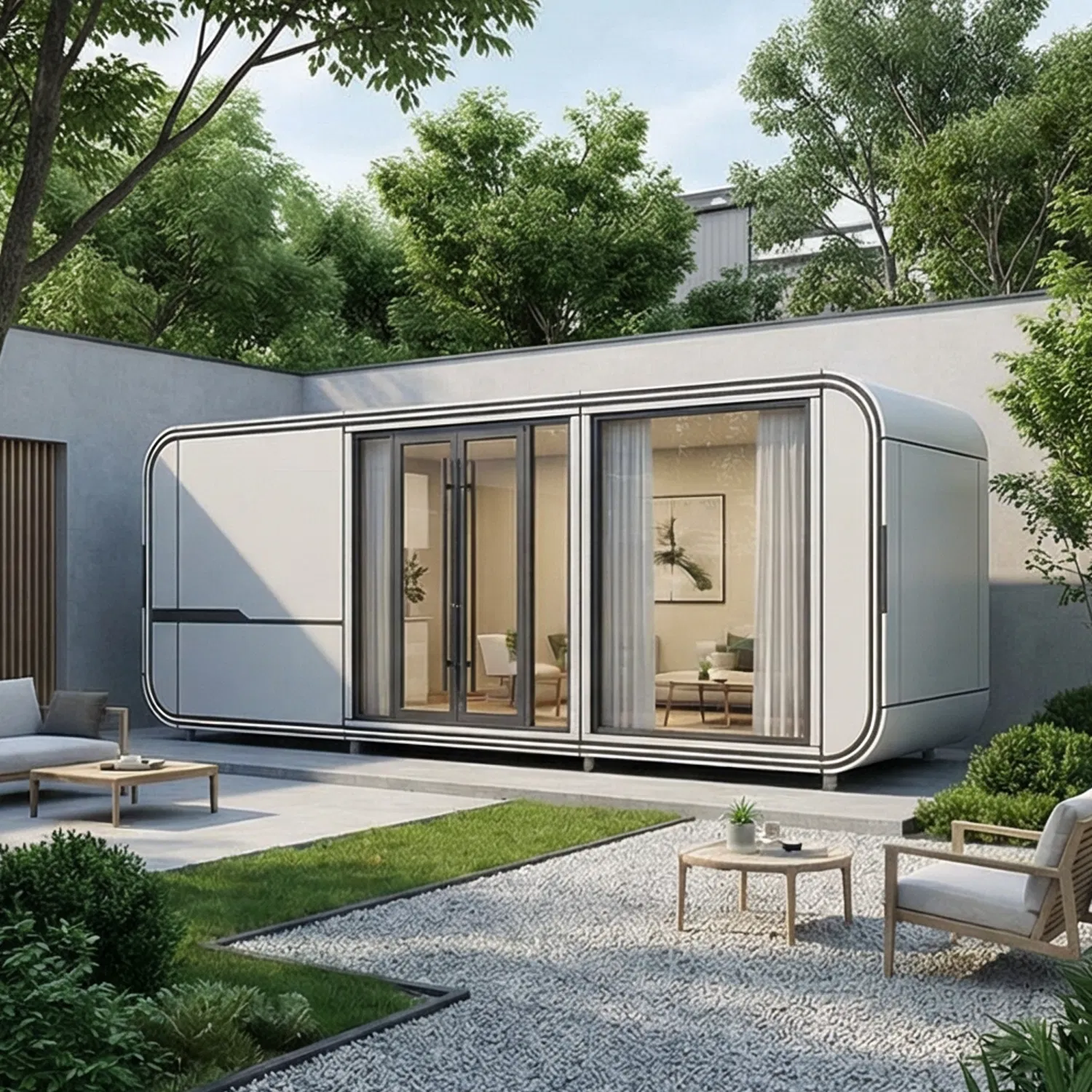 Preço do Módulo Espacial Moderno para Ginásio, Luxuosas Vilas Móveis, Casa Tiny da Apple, Cabana Prefabricada de Estrutura de Aço com 2 Banheiro, Casa Prefabricada Cabana