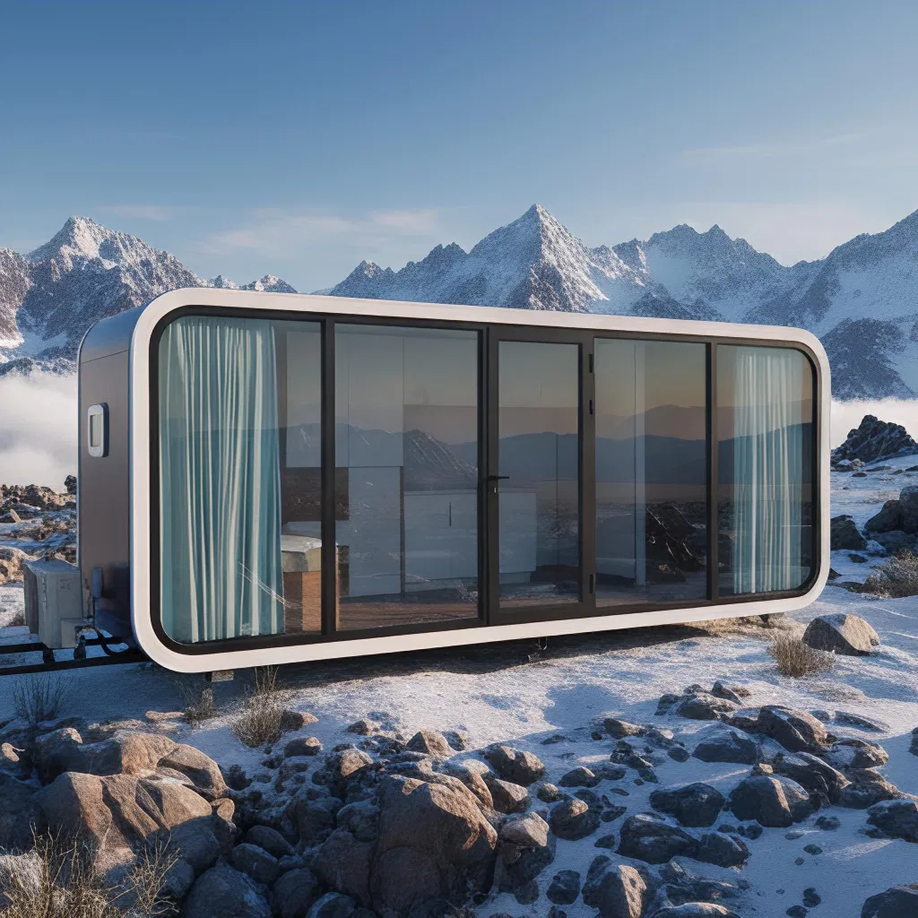 Preço do Módulo Espacial Moderno para Ginásio, Luxuosas Vilas Móveis, Casa Tiny da Apple, Cabana Prefabricada de Estrutura de Aço com 2 Banheiro, Casa Prefabricada Cabana