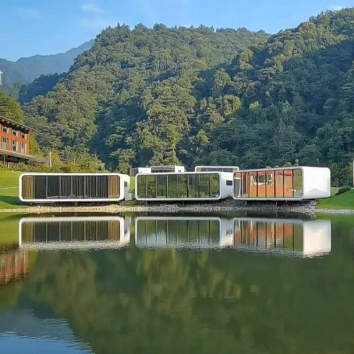 China 20FT 40FT Hotel de Vidro Modular Casas Tiny Prefabricadas Escritório em Contêiner Pódio de Maçã Móvel Cabana de Maçã Casa