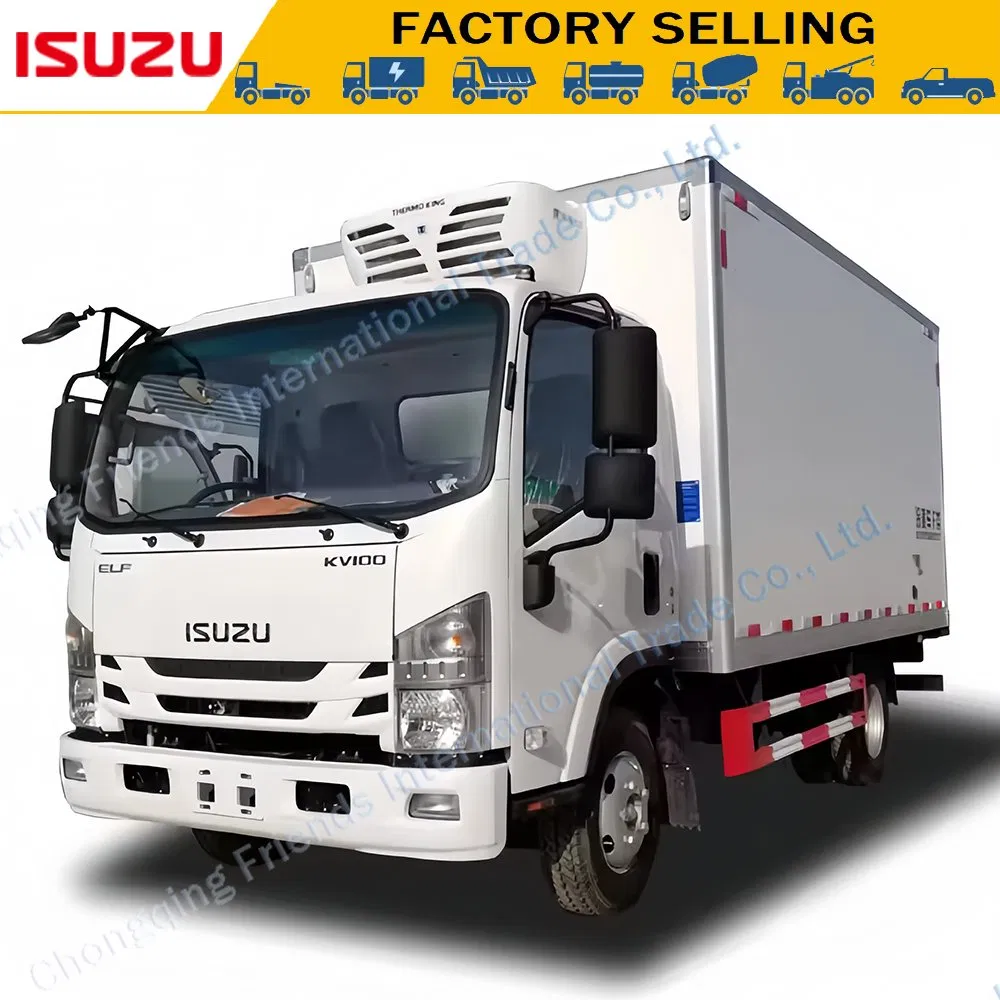 Isuzu Nkr 100p Kv100 Refrigerated Truck Refrigerator Cooling Van Small Freezer Sea Food Meat Chicken Vegetable Fruit Truck Frozen Reefer Transport