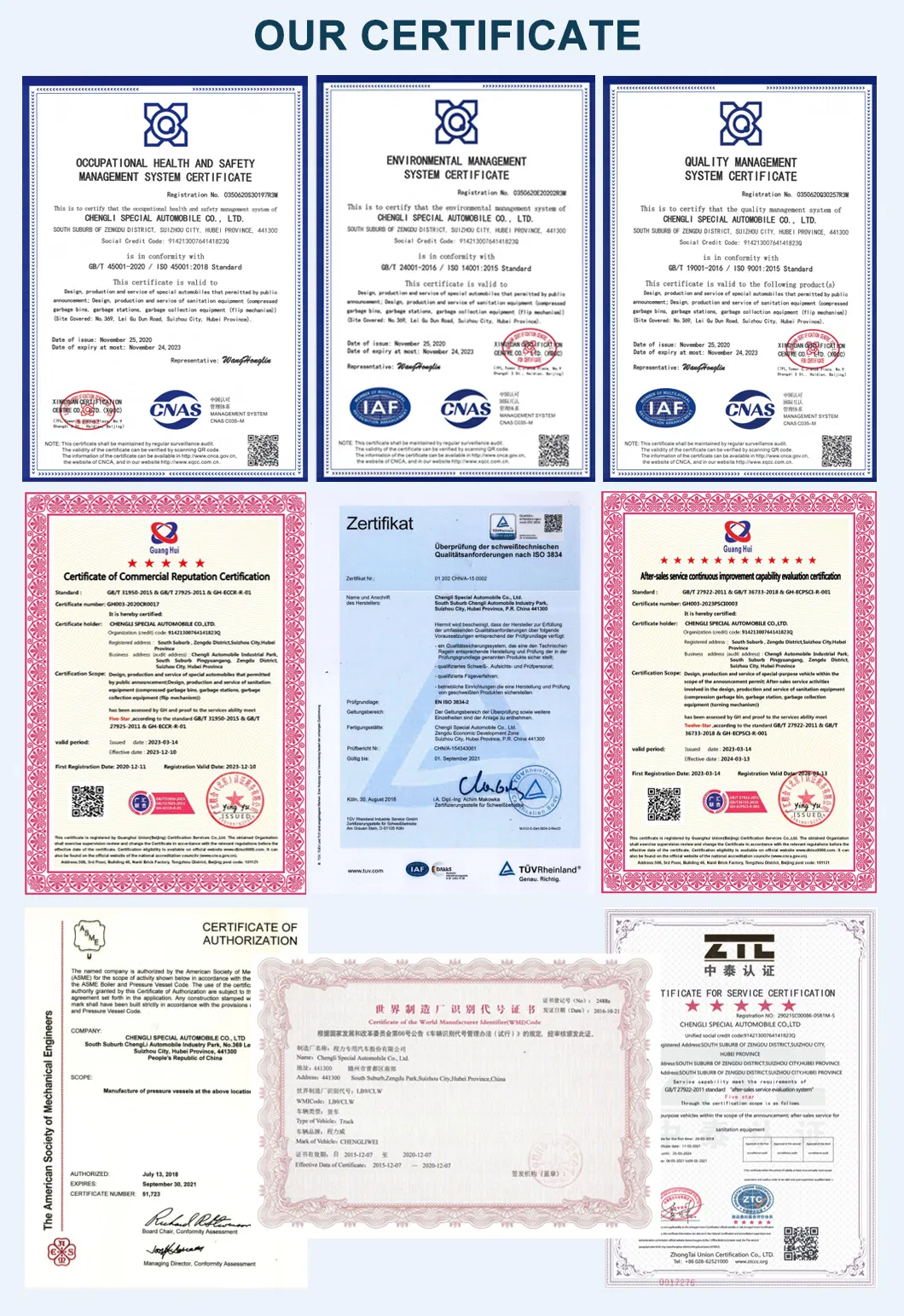 Certifications