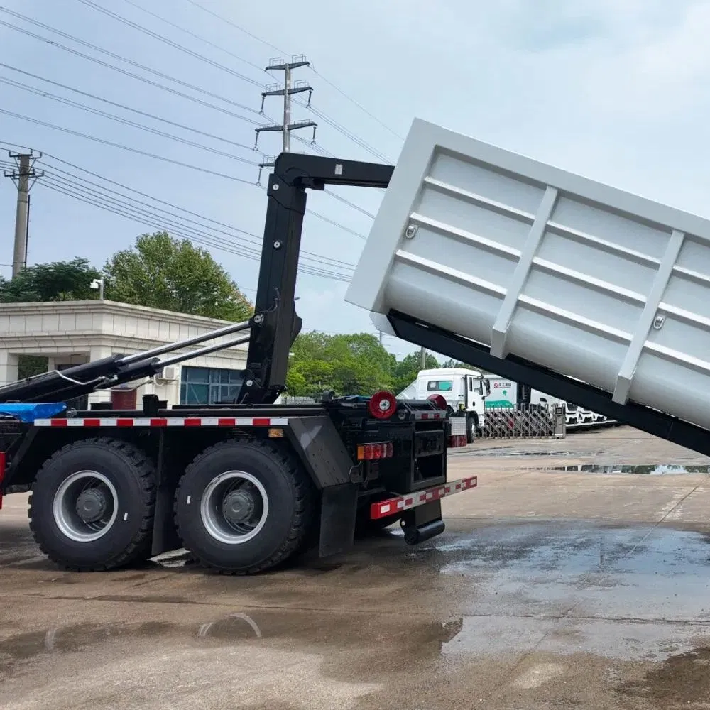 SINOTRUK HOWO 6x4 8X4 Heavy Duty Garbage Trucks Hook Lift &nbsp;Garbage Trucks Recycling Waste Container Hook Arm Garbage Truck Waster Transport Truck