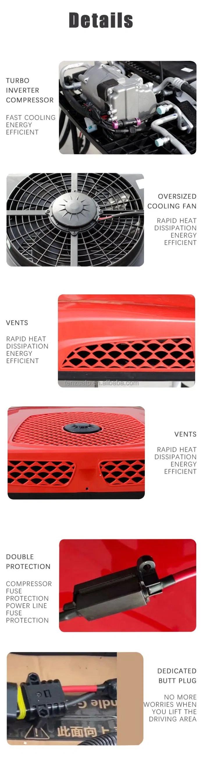 Parking Cooler Specification Chart