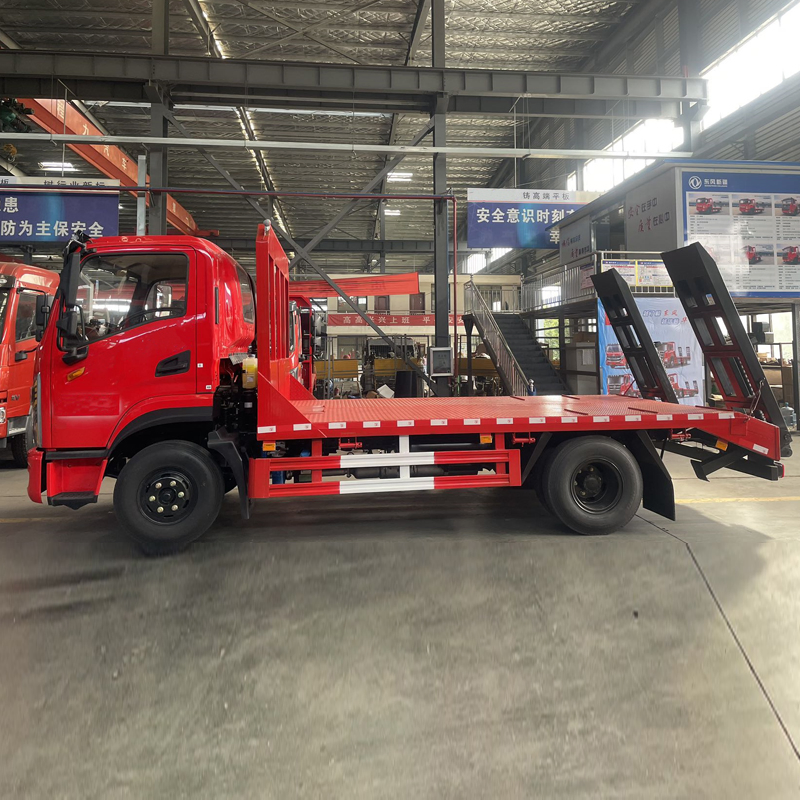Lowboy Flatbed Low Boy Flat Bed Cargo Excavators Bulldozers Loaders Engineering Construction Machinery Transport Towing Transporting Tow Truck Vehicle Trailer