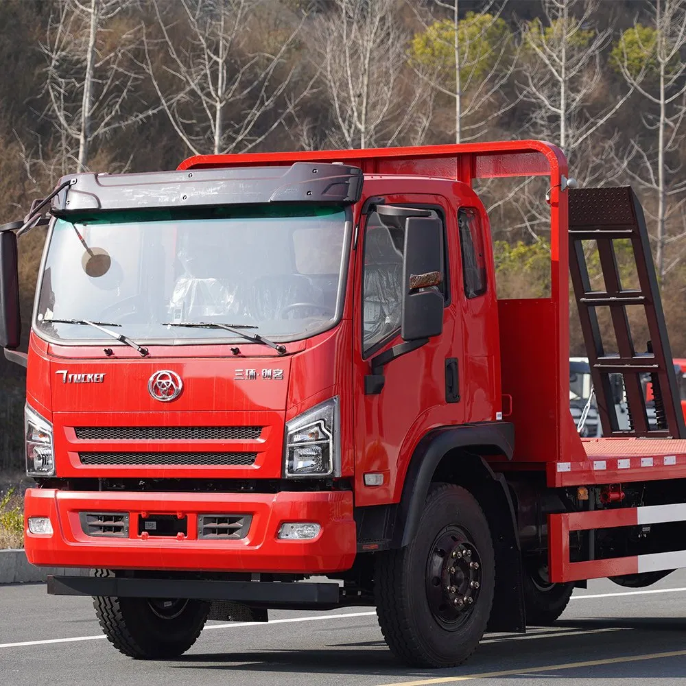 Tri-Ring 4X2 Flatbed Tow Truck Transport Cargo Truck for Towing Excavators and Construction Machinery